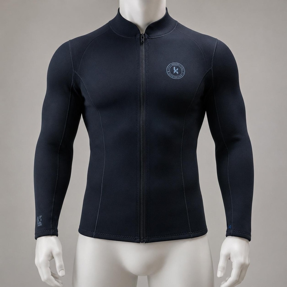 KMT Black Neoprene Wetsuit Jacket 2.5mm Full Zip Long Sleeve Mens XL